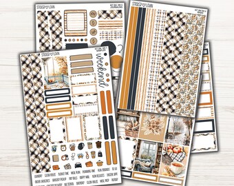 Rainy September Weekly Planner Sticker Kit – Vertical 7x9 Layout