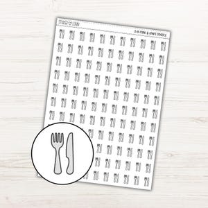 Fork and Knife Icon Planner Stickers / Functional Planner Stickers / Meal Planner Stickers / Icon Stickers / Doodle Planner Stickers