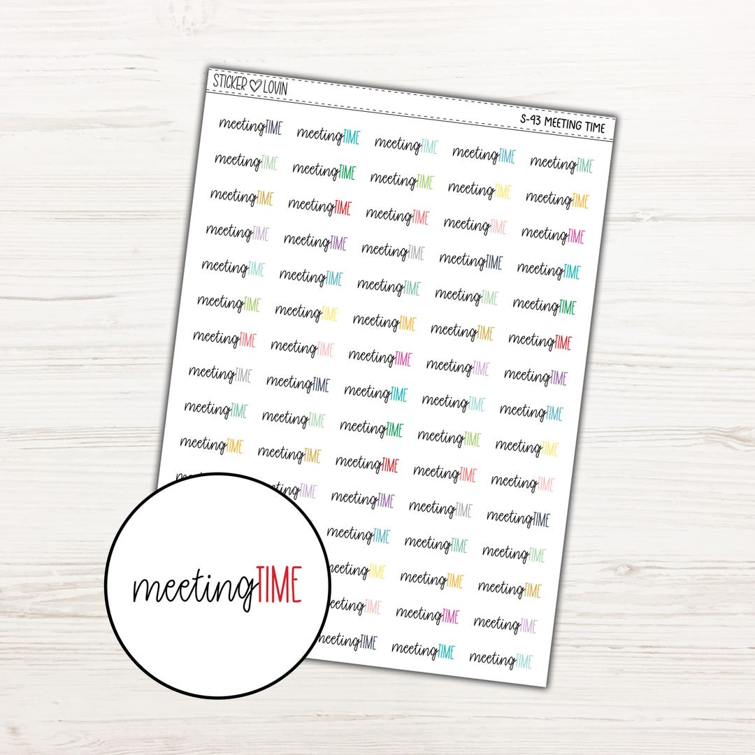 Meeting Time Colorful Mixed Script Planner Stickers / Script Planner ...