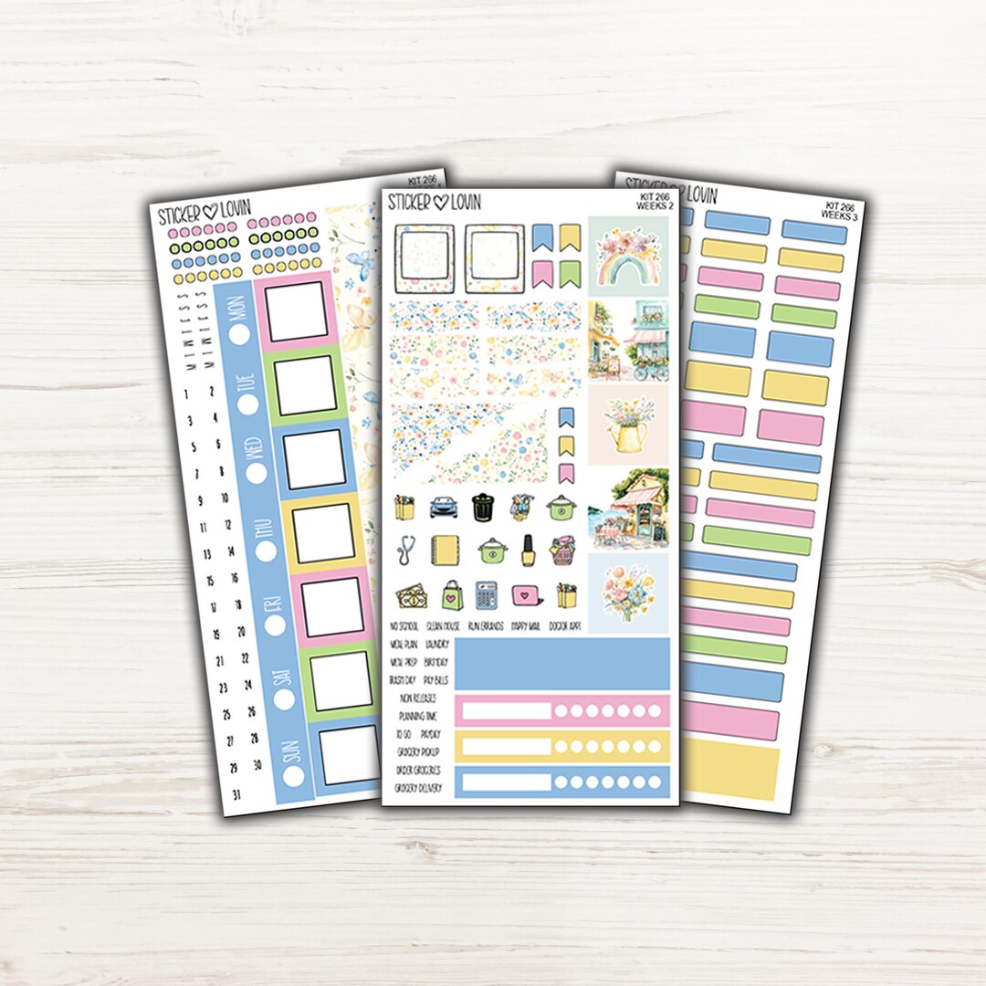Bubbly Spring Weekly Sticker Kit - Weekly Planner Sticker Kit - Hobo ...