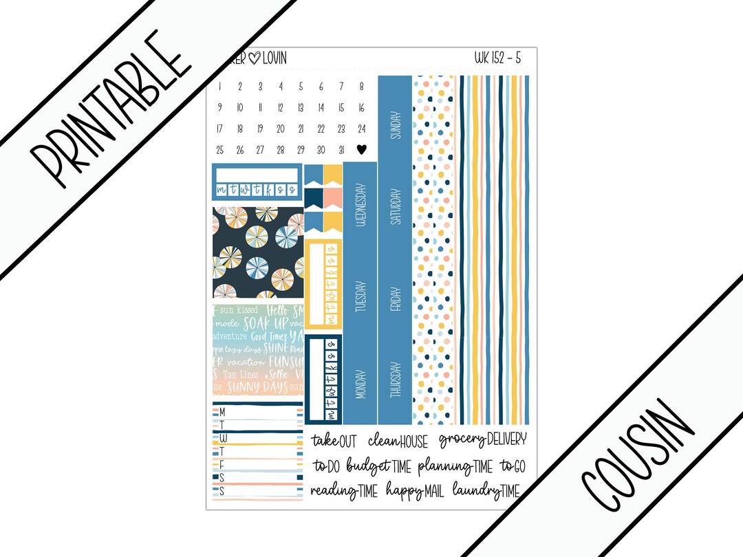 Printable Hobonichi Cousin Weekly Kit // Printable Planner Stickers ...