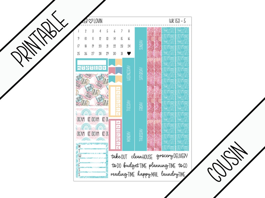 Printable Hobonichi Cousin Weekly Kit // Printable Planner Stickers ...