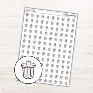Trash Can Doodle Icon Planner Stickers / Functional Planner Stickers / Planner Stickers / Icon Stickers / Doodle Stickers