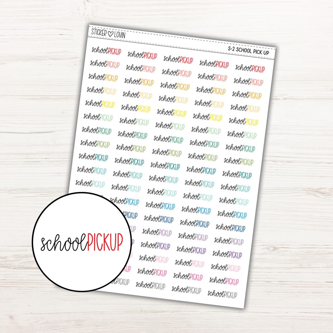 School Pick up Colorful Mixed Script Planner Stickers / Script Planner ...