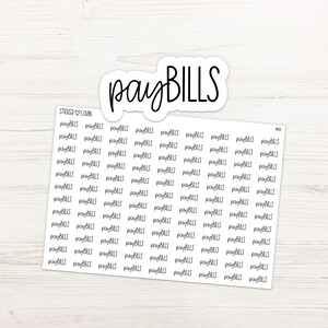 80 - Pay Bills Mixed Script Planner Stickers / Script Planner Sticker / Functional Planner Sticker