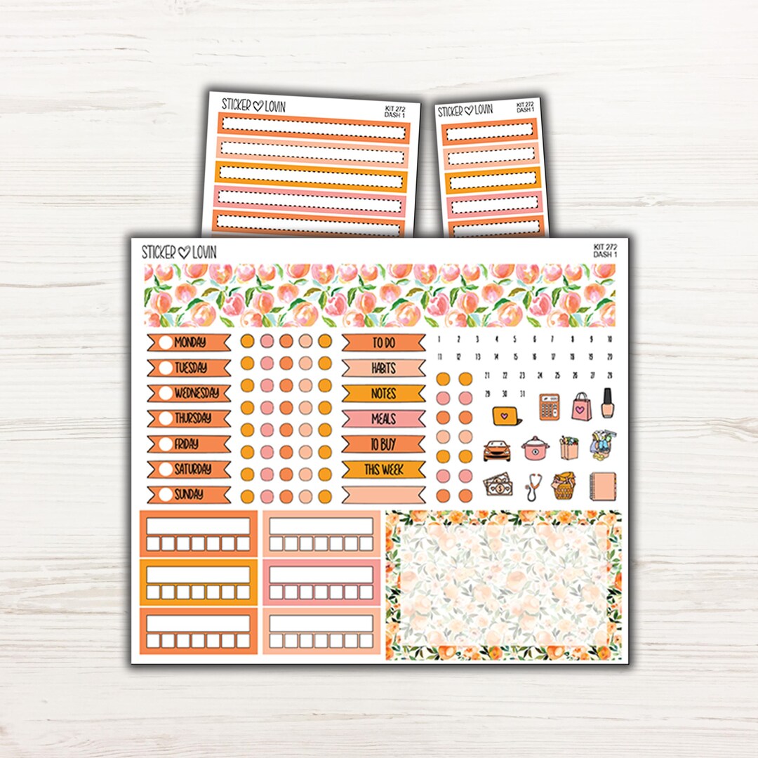 Peachy Bloom Dashboard Weekly Sticker Kit - Weekly Planner Sticker Kit ...