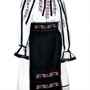 Traditional Romanian Costume " Lucia "/ manual sewn embroidery / Free Gift - Romanian handmade wine cup / National Romanian costume