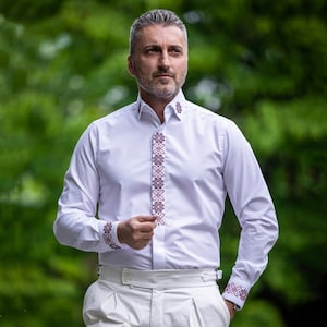 Traditional Romanian Shirt for Men&quot; Urban Bucharest 6 &quot; / Handmade Shirt / New Romanian Concept