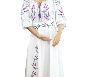Traditional Romanian Wedding Dress &quot; Lavender &quot; - Moldova Legacy