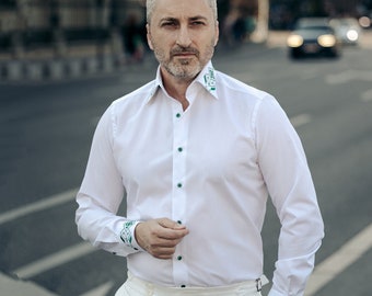 Traditional Romanian Shirt for Men&quot; Urban Bucharest 1 &quot; / Handmade Shirt / New Romanian Concept