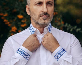Traditional Romanian Shirt for Men &quot; Urban Bucharest 2 &quot; / Handmade Shirt / New Romanian Concept
