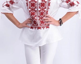 Traditional Romanian Shirt &#39;&#39;IE Iustina 2&quot;/ Free Gift- VosOud Aromatherapy essential oils luxury mix