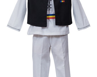 Traditional Romanian Costume Boys " Teofil"/ manual sewn embroidery / Free Gift - Romanian handmade wine cup / National Romanian costume