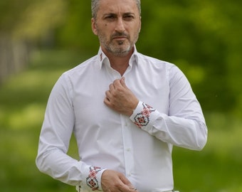 Traditional Romanian Shirt for Men &quot; Urban Bucharest 16 &quot; / Handmade Shirt /  New Romanian Concept