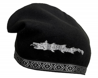 Sombrero tradicional Dacic &quot;Lobo Dacic&quot; - Tela y lana / Hecho a mano / Regalo - Copa de vino rumana artesanal