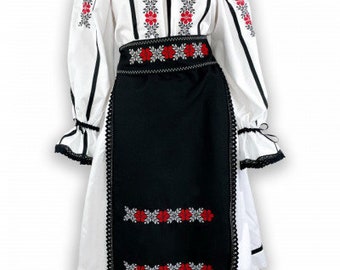 Traditional Romanian Costume &quot; Calina &quot;/ manual sewn embroidery / Free Gift- VosOud Aromatherapy essential oils luxury mix