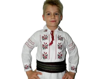 Traditional Romanian Costume Boys " Marian"/ manual sewn embroidery / Free Gift - Romanian handmade wine cup / National Romanian costume