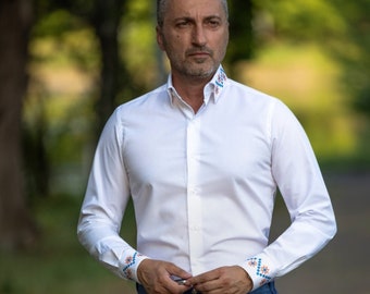 Traditional Romanian Shirt for Men &quot; Urban Bucharest 14 &quot; / Handmade Shirt / New Romanian Concept