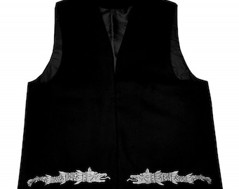 Traditional Romanian men Vest&quot;Dacia&quot; / Black Wool Fabric / Free Gift - Traditional Dacia Hat / National Romanian costume