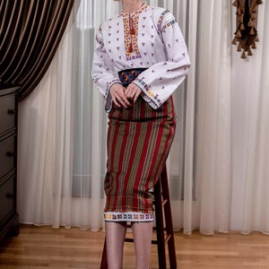 Traditional Romanian Costume from Oltenia " Roxana "/manual sewn embroidery/Free Gift - Romanian handmade wine cup/National Romanian costume