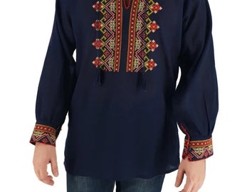 Traditional Romanian shirt &quot;Viorel &#39;&#39; / Free Gift- VosOud Aromatherapy essential oils luxury mix