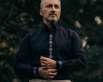 Traditional Romanian Shirt for Men&quot; Urban Bucharest 4 &quot; / Handmade Shirt / New Romanian Concept