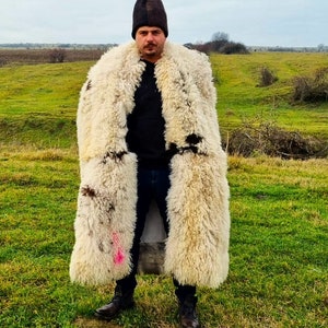 Royal Sheep Coat / Traditional Sheepskin / Romanian Legacy / Handmade Coat / Sleeveless/ Free Gift - Sheep Hat