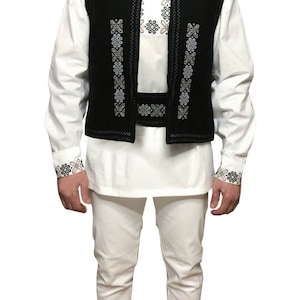 Traditional Romanian Costume &quot; Sebastian&quot;/ manual sewn embroidery / Free Gift- VosOud Aromatherapy essential oils luxury mix