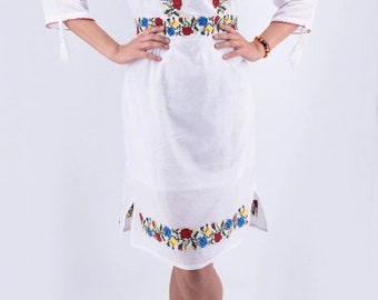 Traditional Romanian Dress  &quot; Luminita 5&quot; /  manual sewn embroidery / Free Gift- VosOud Aromatherapy essential oils luxury mix