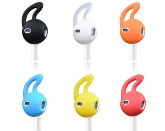 Ear Hooks for Apple AirPods Earphone Cover Silicone Grip Case Non Slip Secure In Ear Buds Running Gym - Black Blue Red White Orange Yellow