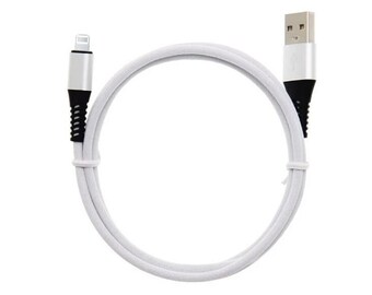 1m metre Strong Braided iPhone iPad Cable USB Charger Data Sync Cable Lightning Nylon Fabric 8 Pin Wire White