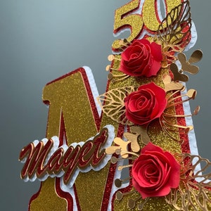 花の名前の年齢のケーキトッパー、ハッピーバースデーの花の名前の年齢のケーキトッパー、花のケーキトッパー、カラフルなケーキトッパー、花のテーマ、