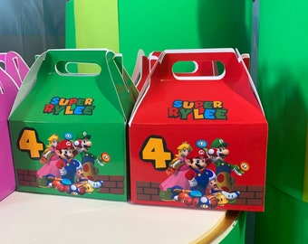 Party Favor Box,Treat Box,kids Gable Box, Mario treat Box