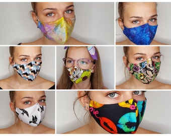 Best Face Mask For Glasses 3 Layer KIDS, ADULTS Tie Dye, Cotton, Filter Pocket + free 1 filter and Nose Wire Clip, Washable. Handmade in UK