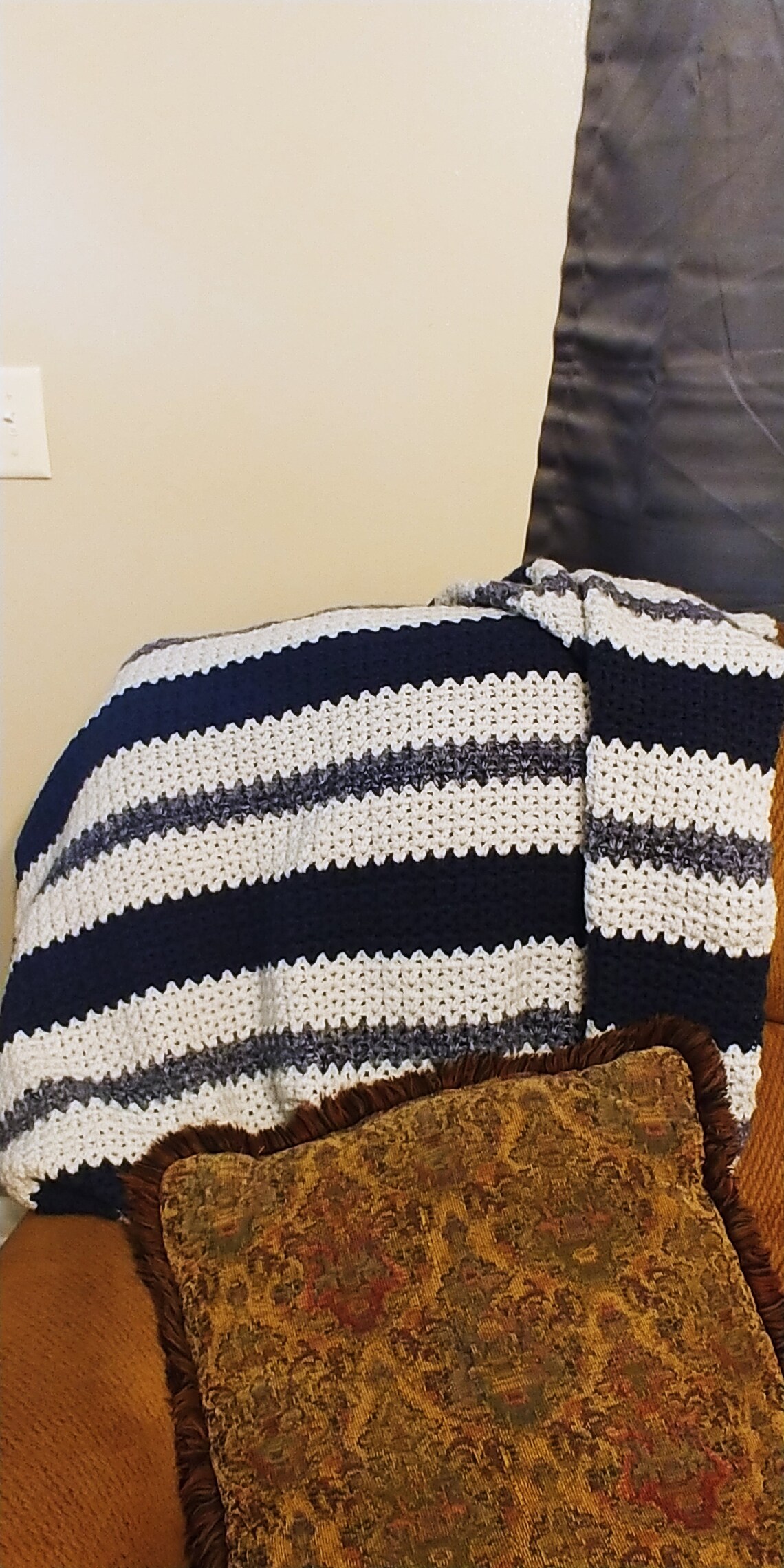 Denim and Gray Queen Size Afghan Crochet PATTERN Etsy