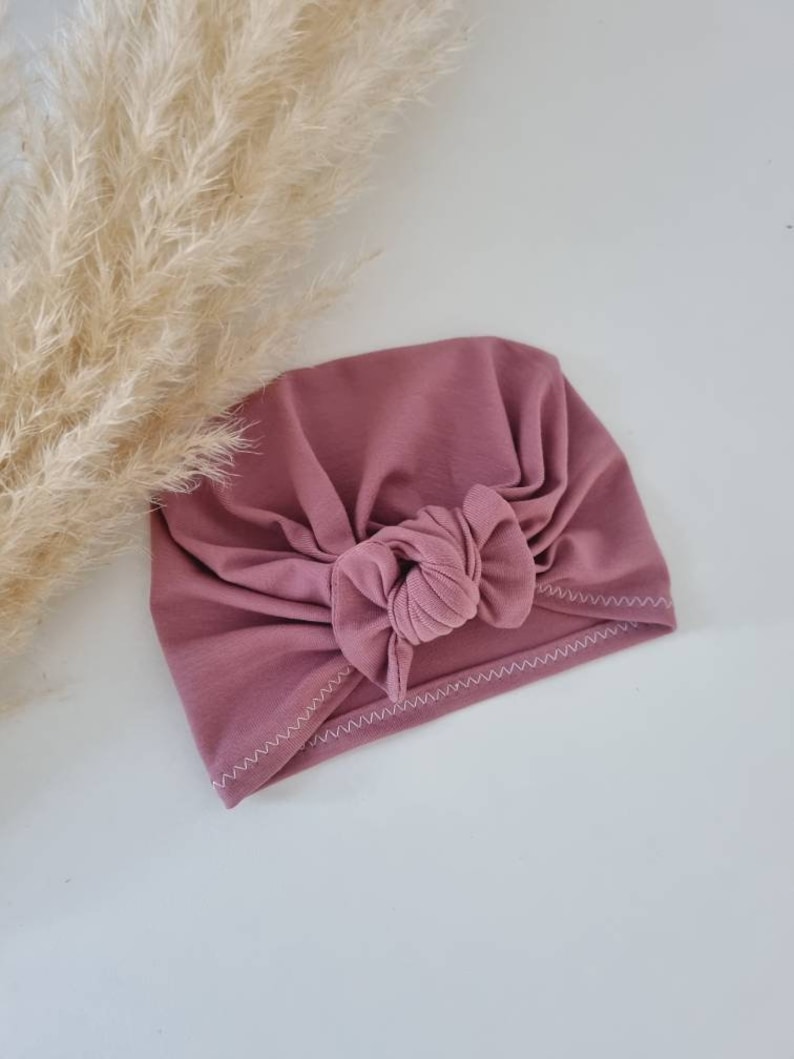 turban bébé divers motifs Vieux rose