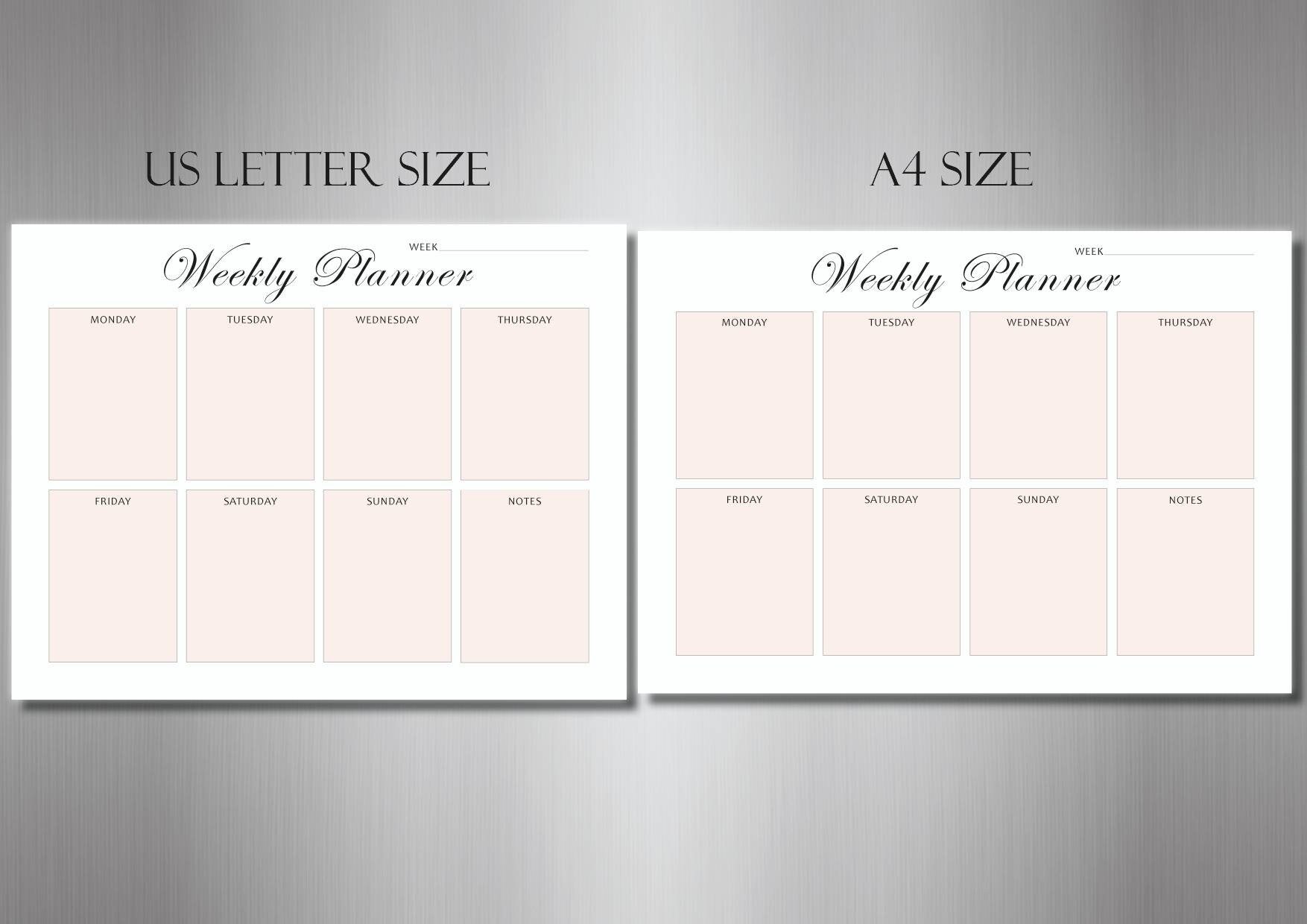 printable planner weekly planner weekly schedule digital etsy