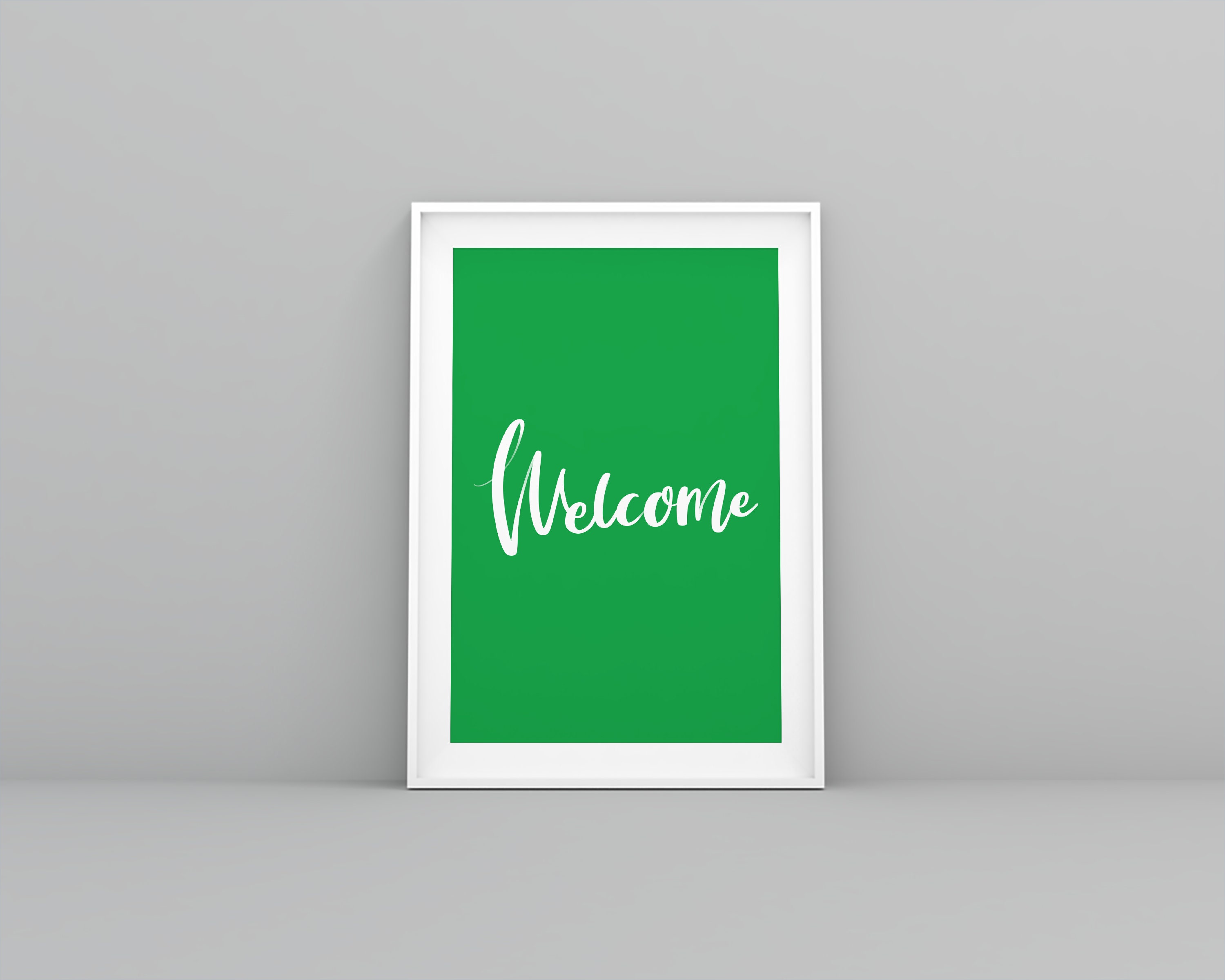 Welcome Green Handwriting / Printable Art / Wall Art / | Etsy