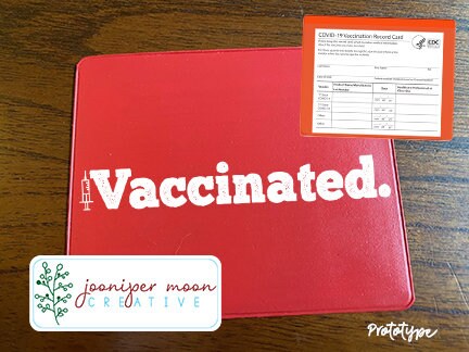 Vaccinated Vinyl Vaccine Card Cover for 4"x3" CDC Card  | V…