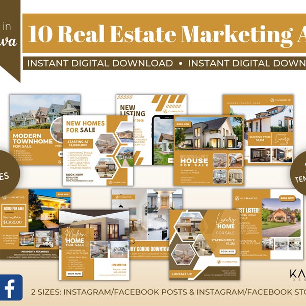 Real Estate Marketing Template Bundle Instagram Posts Listing Etsy UK