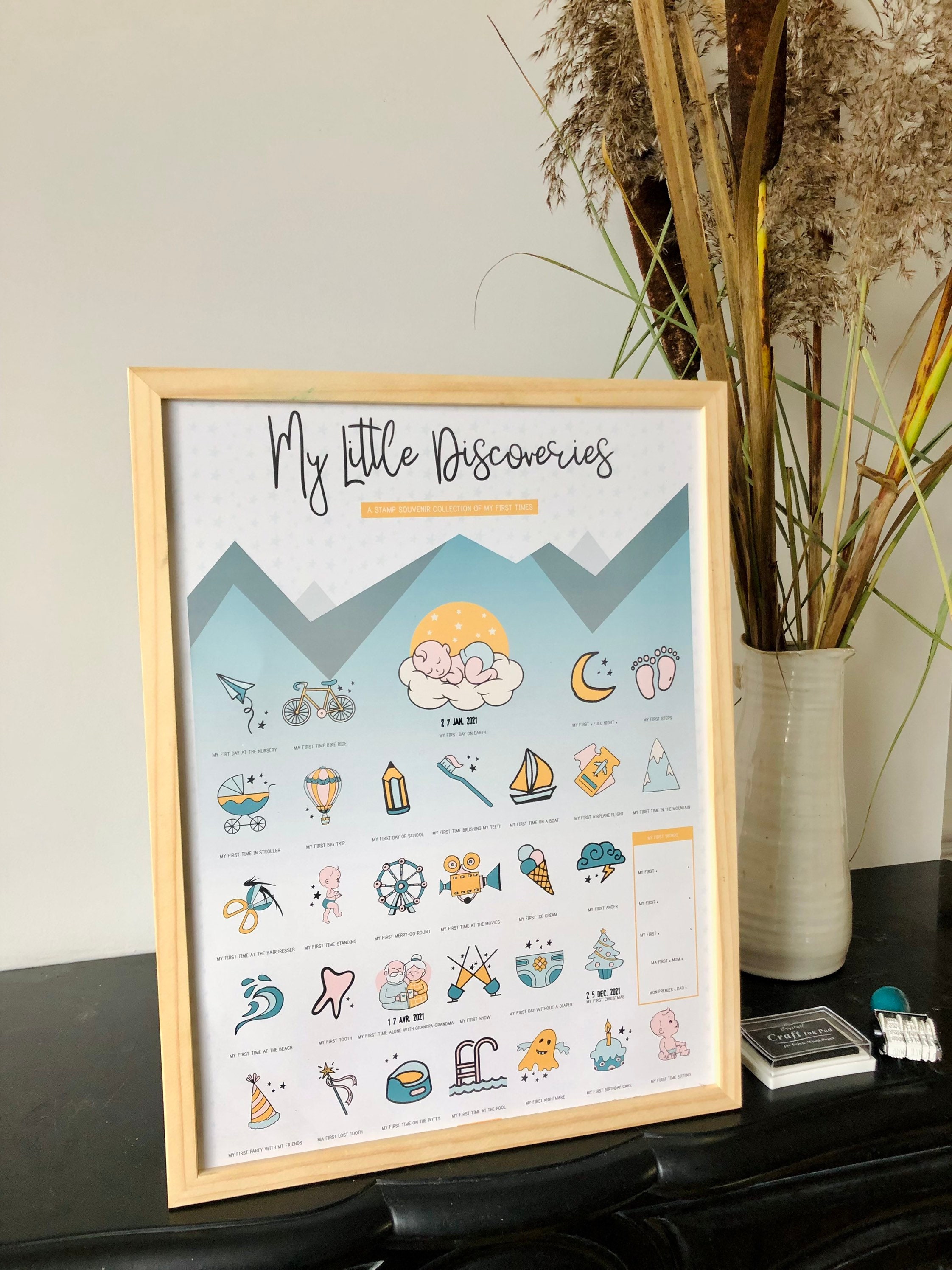 Milestone Poster To Stamp With The Date Christmas Birthday Gift Baby First Moment