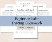 Tracing Copywork Italic Kindergarten Tracing First Grade Copywork Homeschool Handwriting Curriculum Charlotte Mason Beginner Italic Copywork