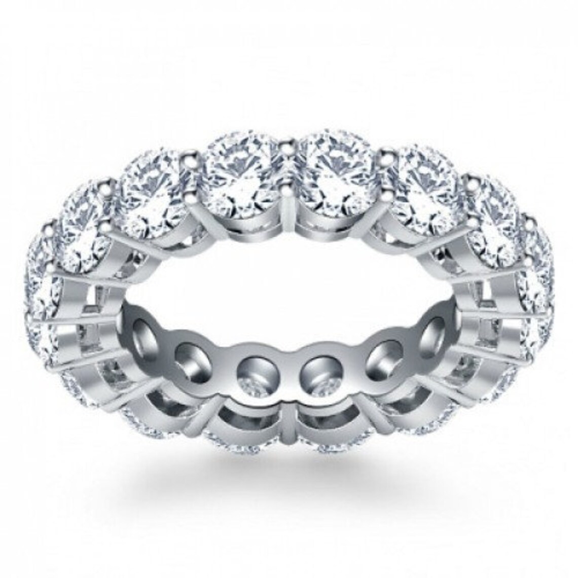 14K White Gold 5 Carat Natural Diamond Eternity Band CZ 925 Etsy