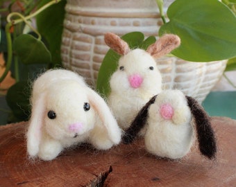Cute Needle Felted Easter Bunny | Handmade Rabbit Felt Collection | Three Sizes Available