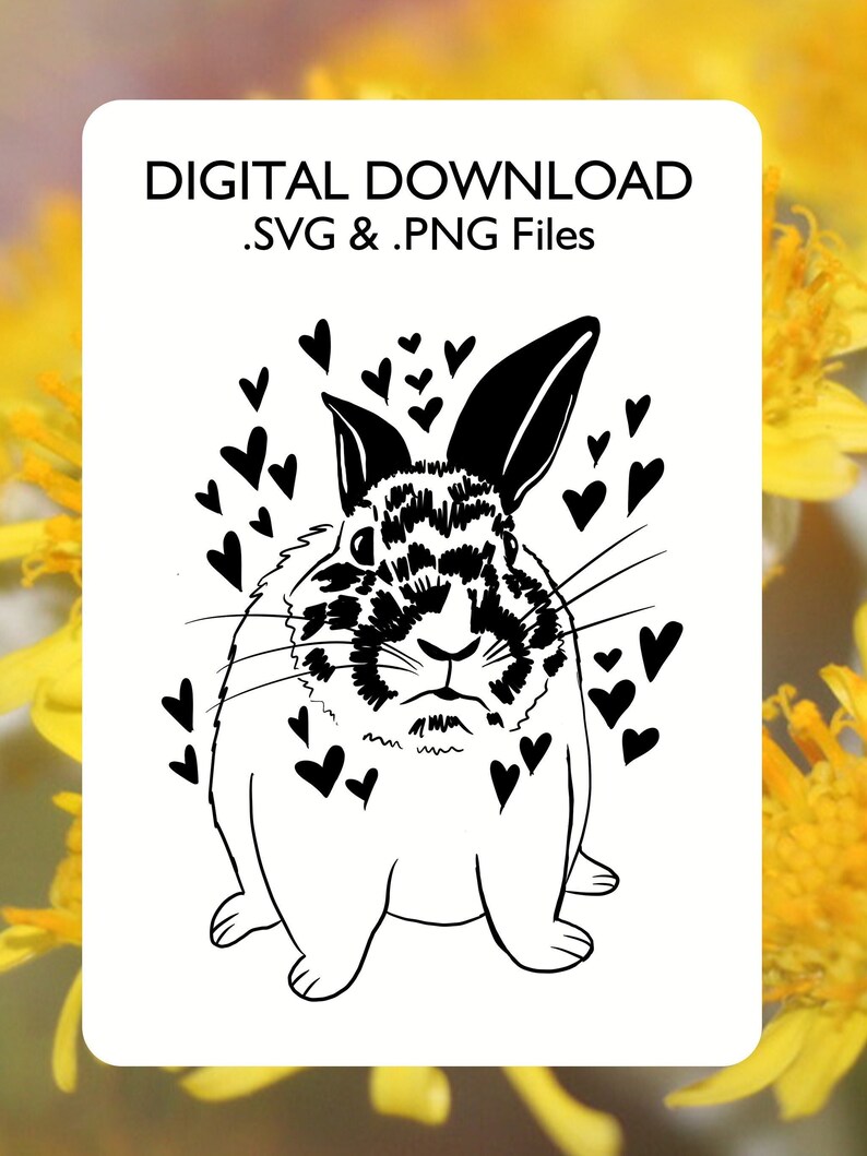 SVG Cute Bunny Rabbit Line Drawing SVG Clipart Digital Download Cutting ...