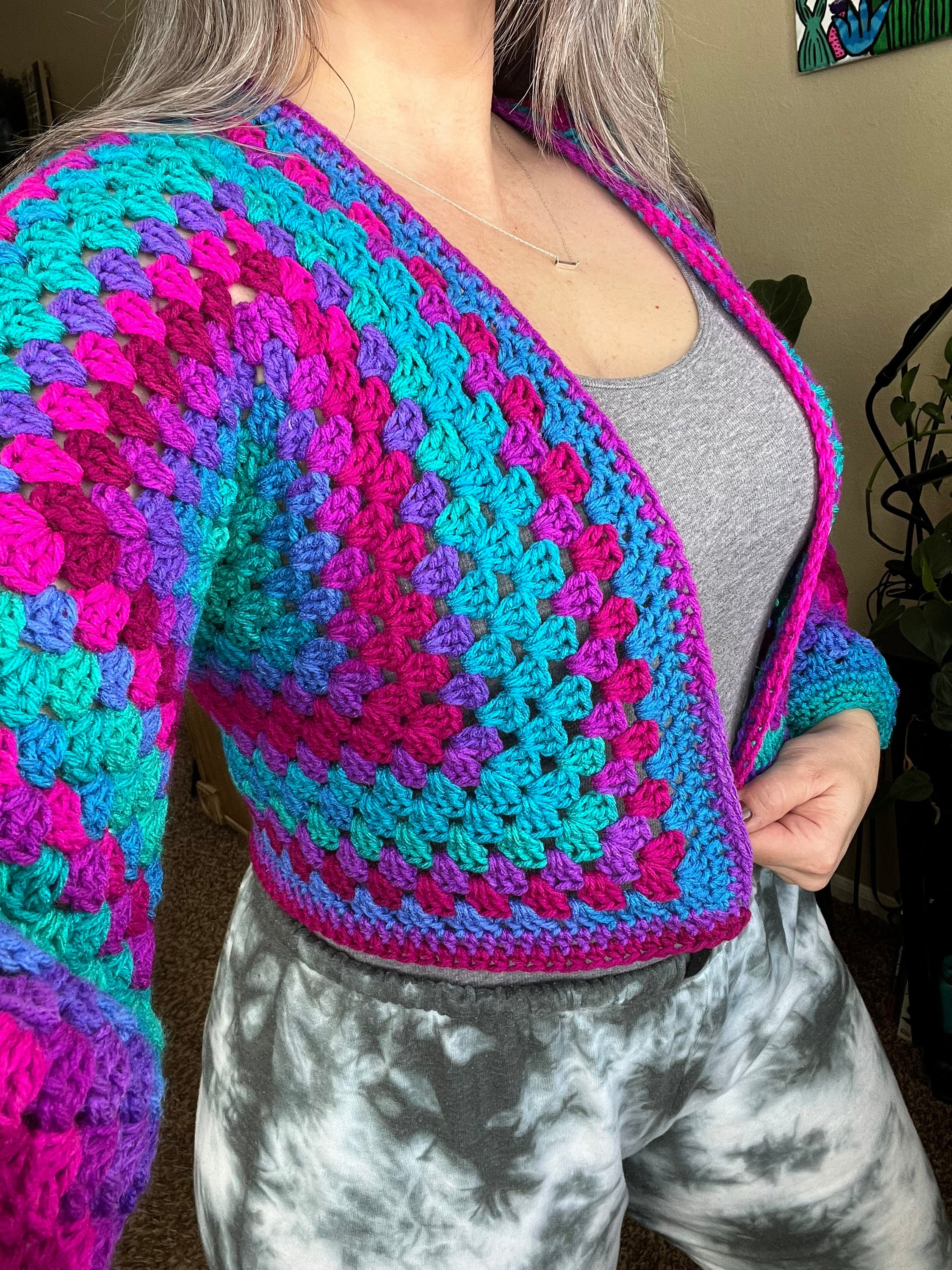 Cropped Granny Hexagon Cardigan Etsy Canada