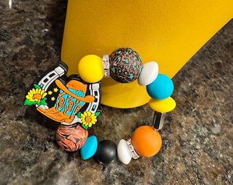 Handmade Silicone Bead Tumbler Charm, Locking Key Ring