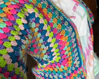 Rainbow Granny Hexagon Cardigan