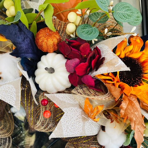 Fall Wreath/Sunflower/Pumpkin/Eucalyptus/Fall shops Decor/Wreath