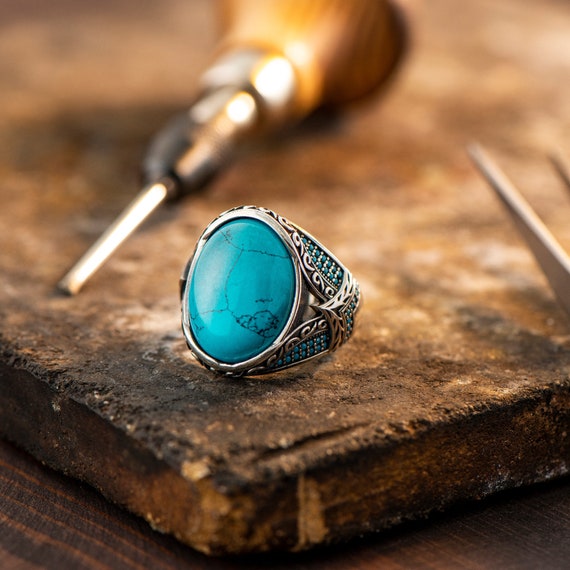 memoir Silver plated Faux Turquoise Firoza Finger ring Men Fashion Brass  Turquoise Silver Plated Ring Price in India - Buy memoir Silver plated Faux  Turquoise Firoza Finger ring Men Fashion Brass Turquoise